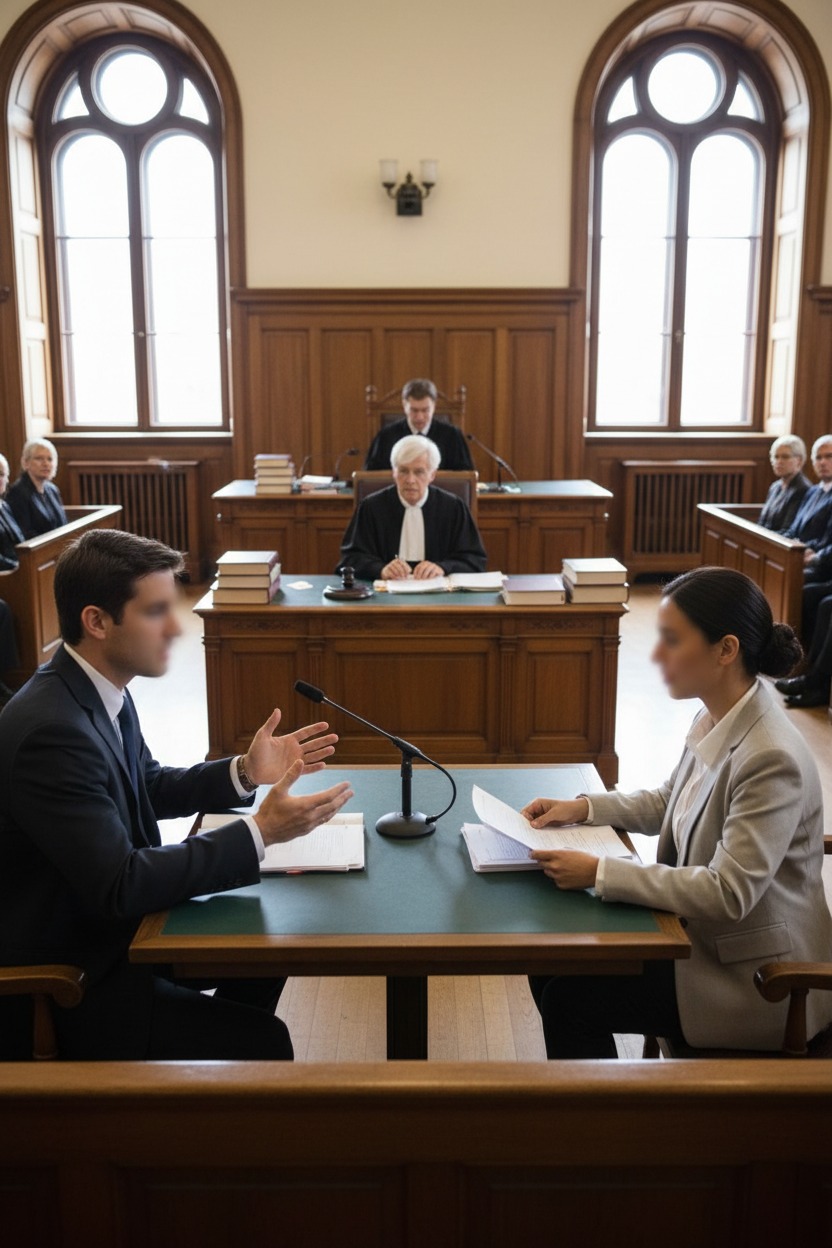 imagem de audiencia civil. desfocar rosto de homeme e mulher